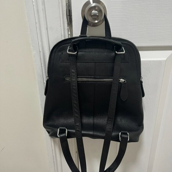 Convertible Leather Black Backpack Tote Crossbody